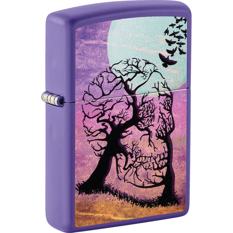Zippo Skull Tree Design Smooth Purple Windproof Pocket Lighter 53535