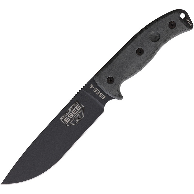 ESEE Model 6 Tactical Gray Micarta 1095HC Stainless Steel Fixed Blade Knife w/ Sheath 6PDTG