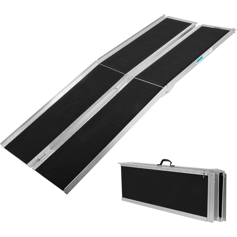 7FT Folding Aluminum Wheelchair Ramp with Handle, Utility Mobility Access Threshold Ramp