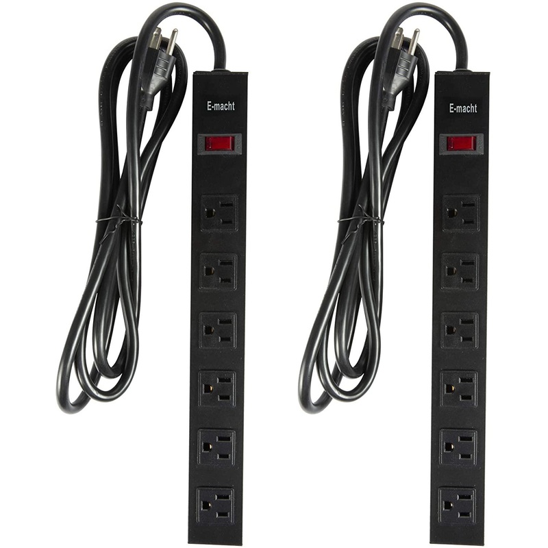 6 Outlet Heavy Duty Power Strip 2 Pack Metal Power Outlet