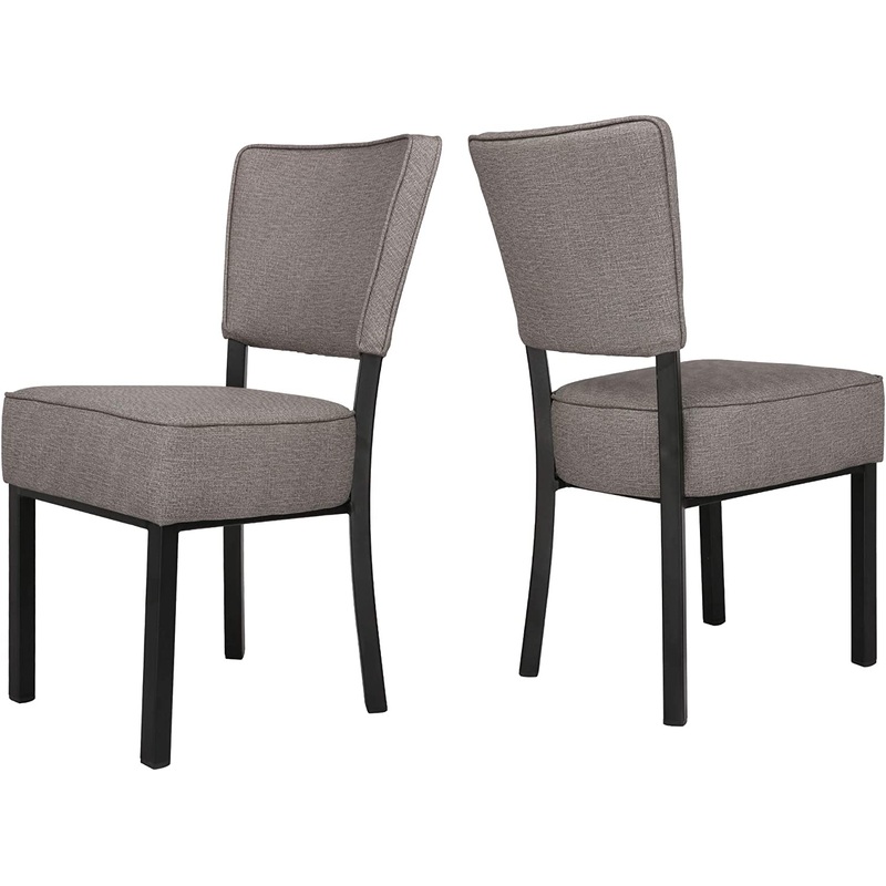 Classic Dining Chair Set of 2, Modern Style Family Leisure Chair with Stainless Steel Legs, PU Leather Mid Back Side Chair, Gray