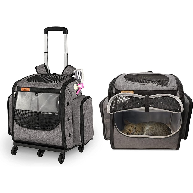 Cupets Pet Carrier Backpack, Airline Approved Pet Carrier with Removable Base, Telescopic Handle