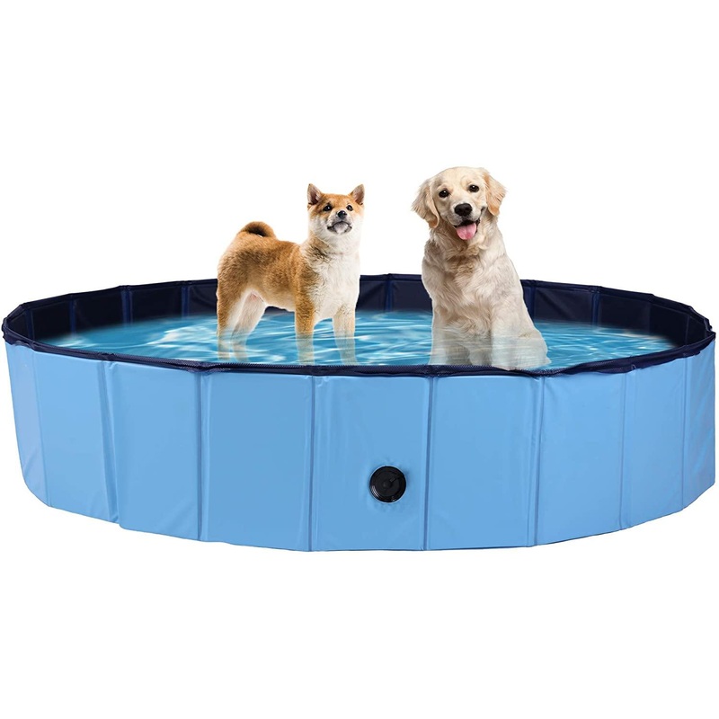 Foldable Pet Swimming Pool Easy to Fold Fill Empty & Clean Slip-Resistant PVC Bathing Tub Kiddie Pool