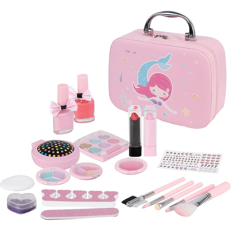 Kids Makeup Kit For Girl, Washable 19 Pcs Makeup Kit For Kids, Girls Princess Play Pretend Gift for up 3 Years