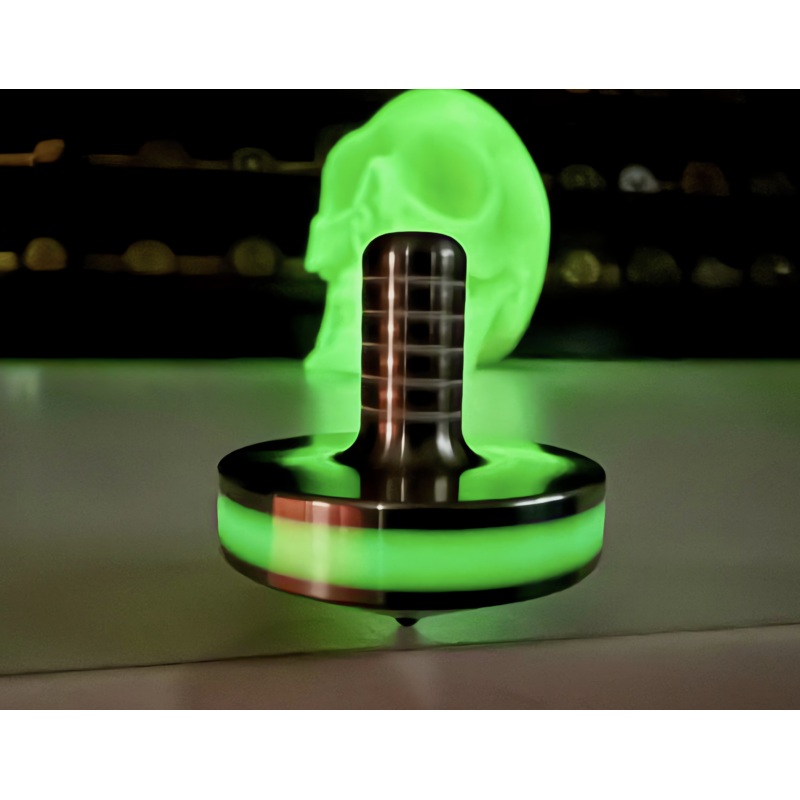 Tip Top Extreme - Tungsten / Titanium / UGM Glow - Spinning Top + Delrin Stand by Maratac
