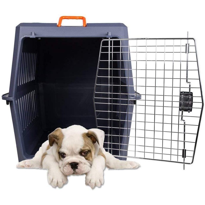 Plastic Cat & Dog Carrier Cage with Chrome Door Portable Pet Box Airline Approved, Extra Large