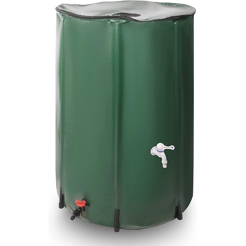 Rain Barrel Water Collector Rainwater Storage Container 100 Gallon, Green