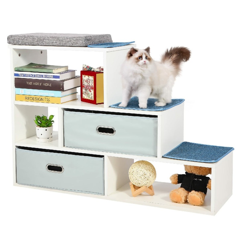 Multi-Functional Cat Window Perch Bookshelf with Storage