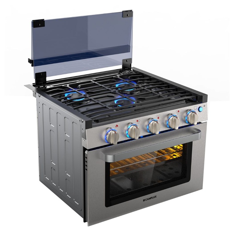 Camplux RV Stove Gas Range Oven w/ 3 Burners Cooktop 17 Inches