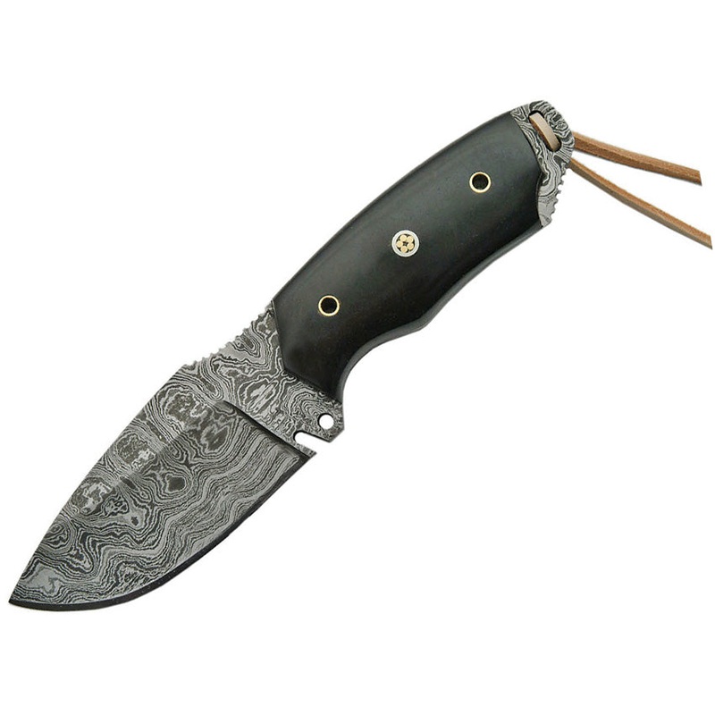 Damascus Buffalo Horn Fixed Blade DM1128HN