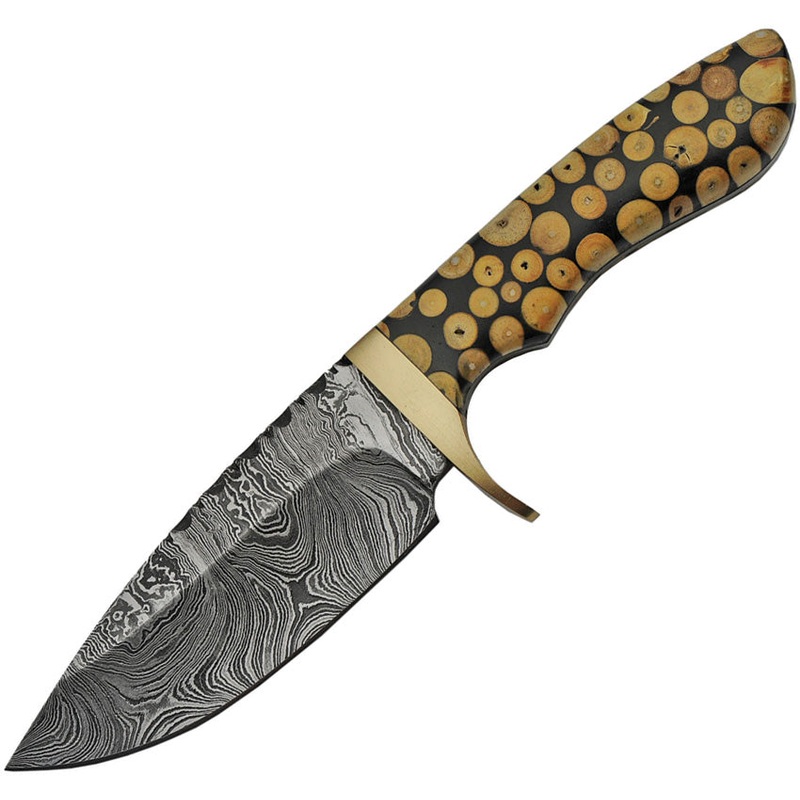 Damascus Fixed Blade Knotted Wood DM-1210