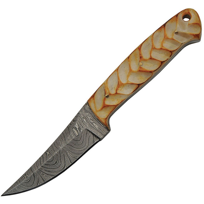 Damascus Hunting Knife Bone Leaf DM-1244