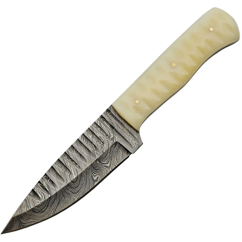Damascus Sharktooth Fixed Blade Bone DM-1198BO