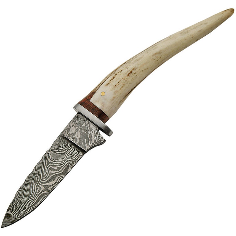 Damascus Stag Spike with Sheath DM-1145