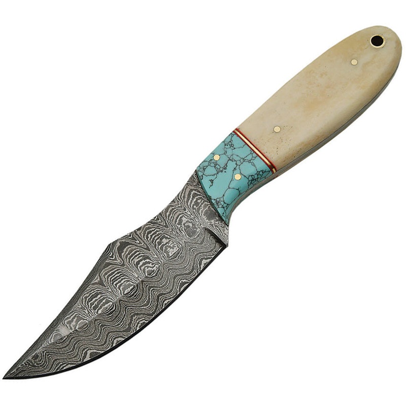 Damascus Turquoise Bone Skinner DM-1148