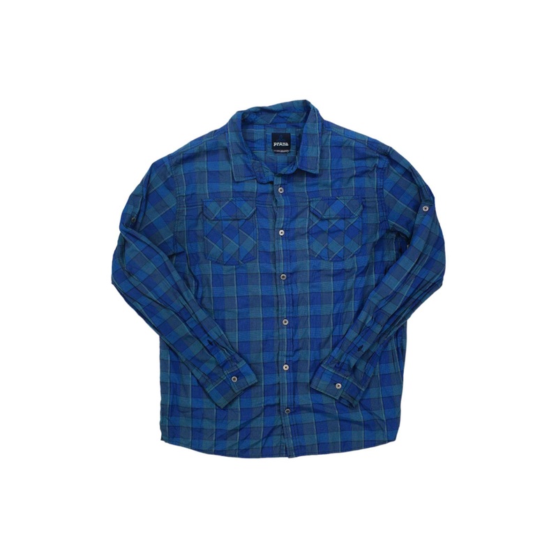 Prana Mens Button Up Long Sleeve Plaid Top