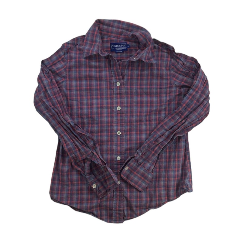Pendleton Womens Plaid Button Up Long Sleeve Shirt