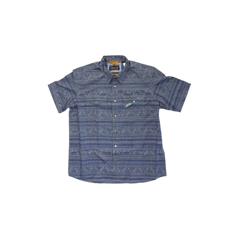 Orvis Mens Tech Chambray Western SS Printed Shirt