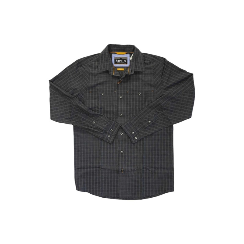 Orvis Mens Tech Chambray Plaid Work LS Shirt